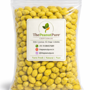 yellow coated peanuts in zip pouch The Peanut Pure crunchy salted masala groundnuts